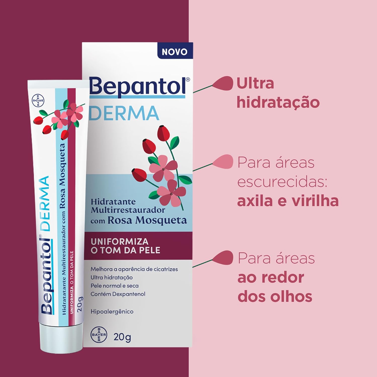 Bepantol Derma Rosa Mosqueta, 20g, Hidratante Uniformizante - Imagem 2
